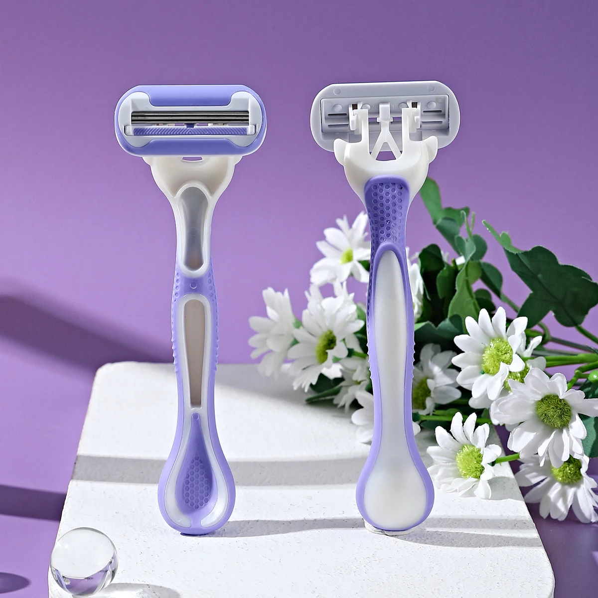 3Pcs Set Women Razor 3Blades Manual Shaver for Women Rubber Handle Bikini Hair Removal Shaving Tool for Leg Arm Shaver