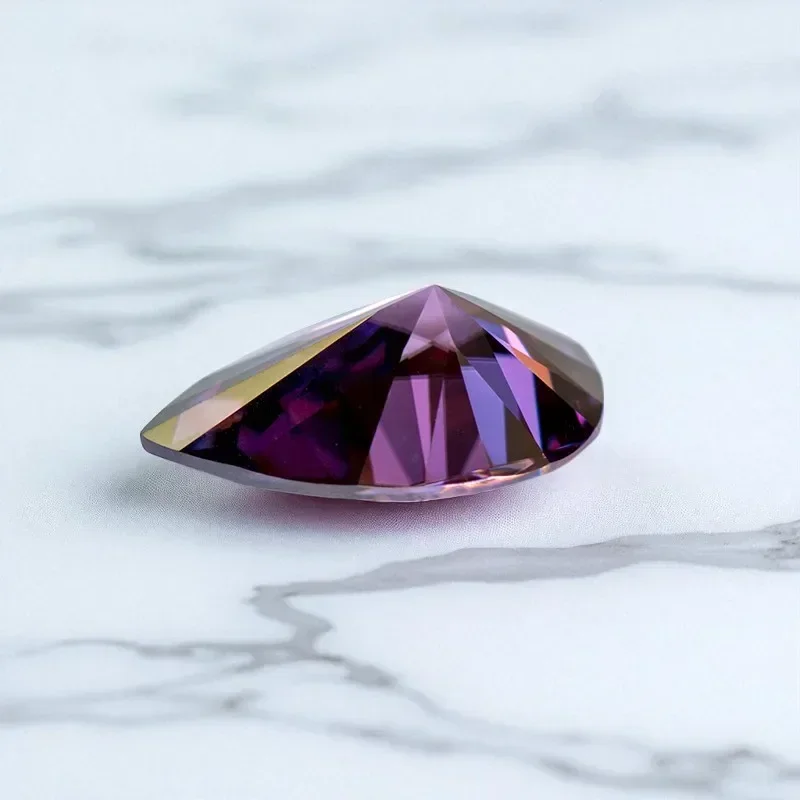 

Moissanite Stone Pear Shaped Imperial Purple Colour VVS1 with GRA Certificate Gemstone Charms Beads for jewel making
