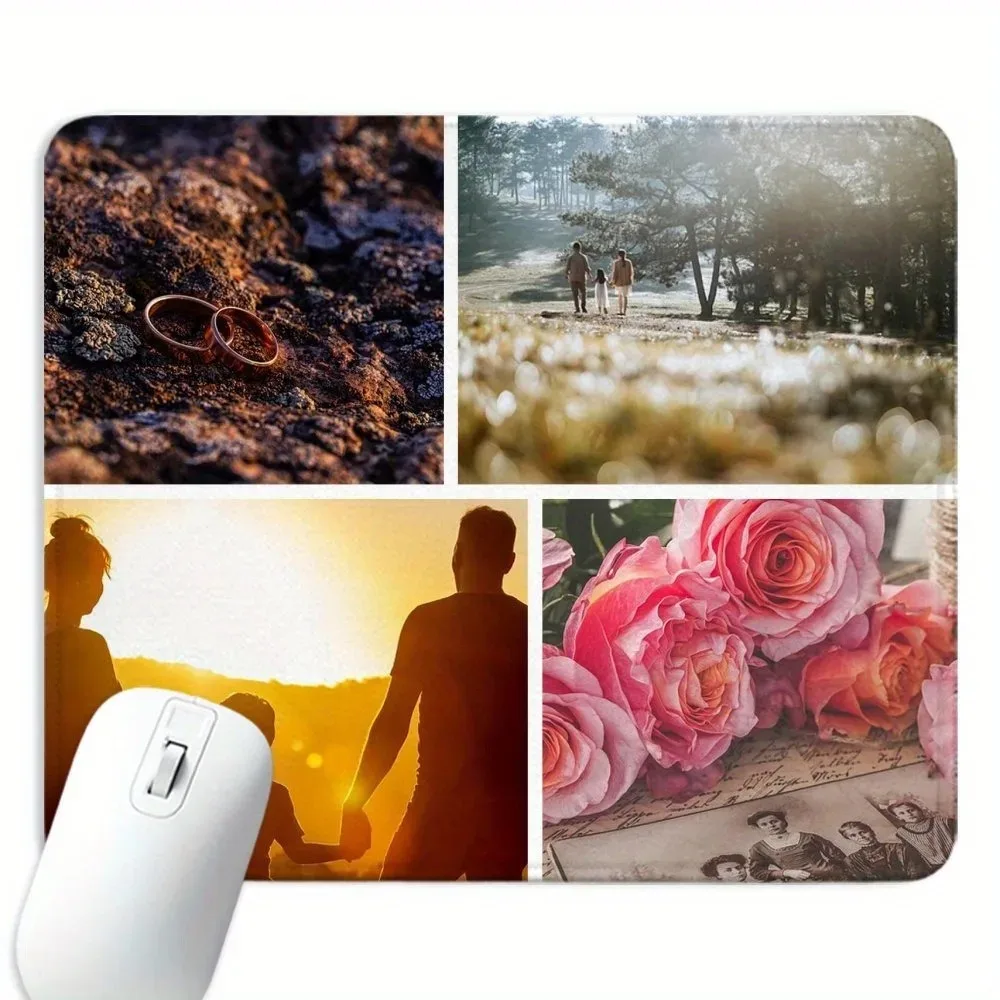 Customizable Photo Collage DIY Large Desk Mat, Upload Personal Pictures Cubicle Decor Mouse Pad, Creative Birthday Holiday