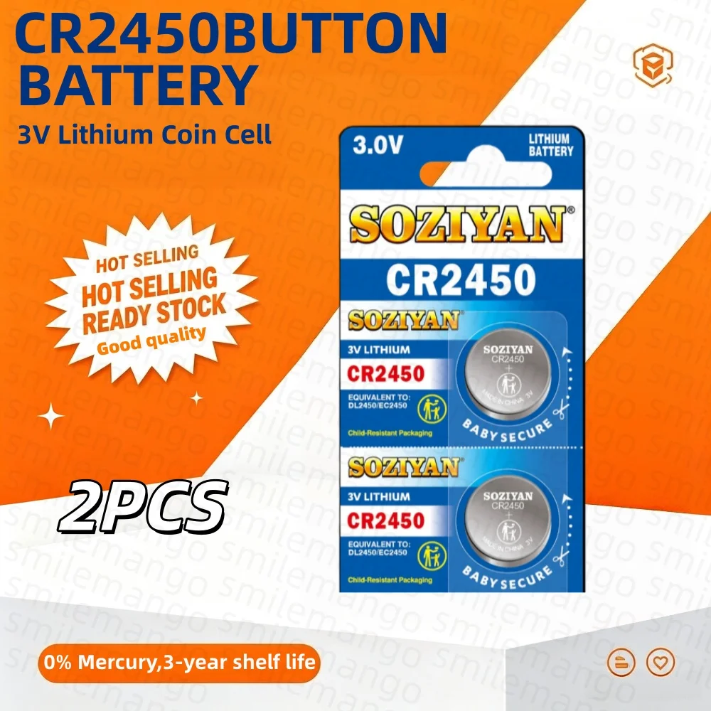3V CR2450 Knoopcelbatterijen CR2450 5029LC LM2450 DL2450 CR2450N BR2450 600mAh Lithium Knoopcel Horlogebatterij
