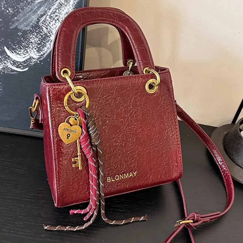 

Retro Fashion Lady Handbag Durable PU Leather Single Shoulder Bag Women's Crossbody Bag Versatile British Style Handbag