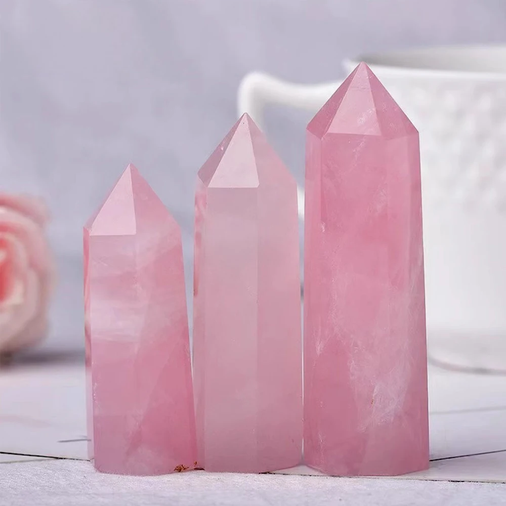 Natuurlijke Poeder Kristallen Pilaar Rozenkwarts Pilaar Liefde Geschenk Reiki Helende Collectie Mineralen