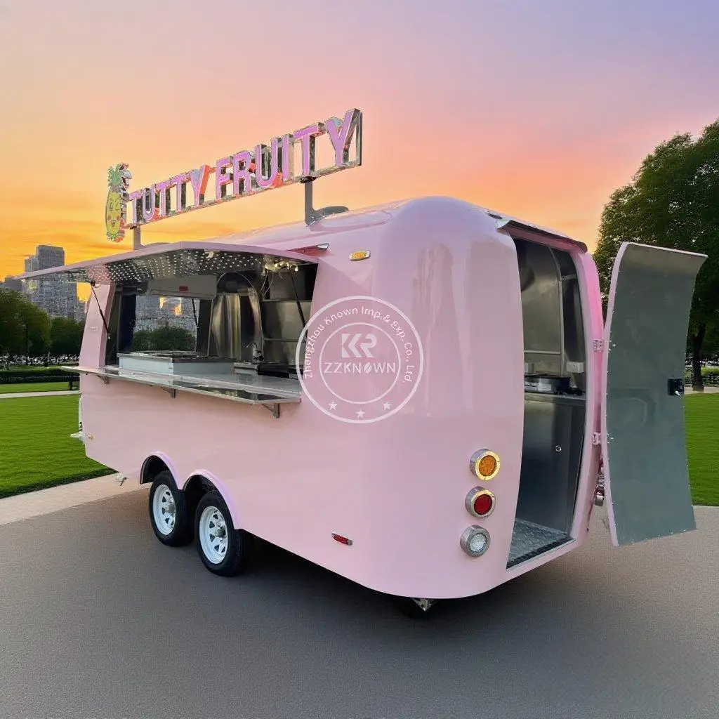 

Street Mobile Ice Cream Cart Concession Hot Dog Coffee Kiosk Food Cart Trailer Concession Food Truck With Full Kitchen