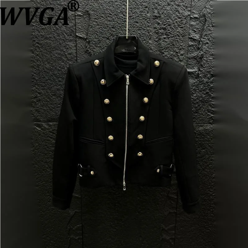 WVGA Spring Autumn New Men Turn-Down Collar Short Jacket High-end Deconstructed Niche Multi-button Casual Zip-up Coat Ins W27518