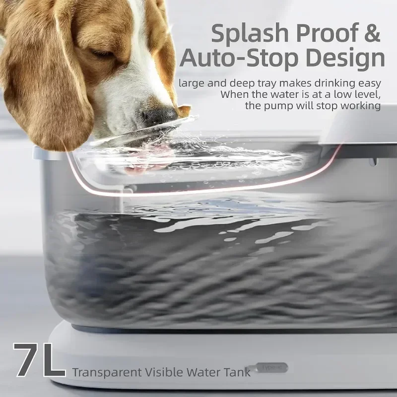 Wireless Sensing Dog Water Fountain for Large Dogs 7L Automatic Smart Dog Cat Pet Dispenser Multi with Stainless Steel  Drinker