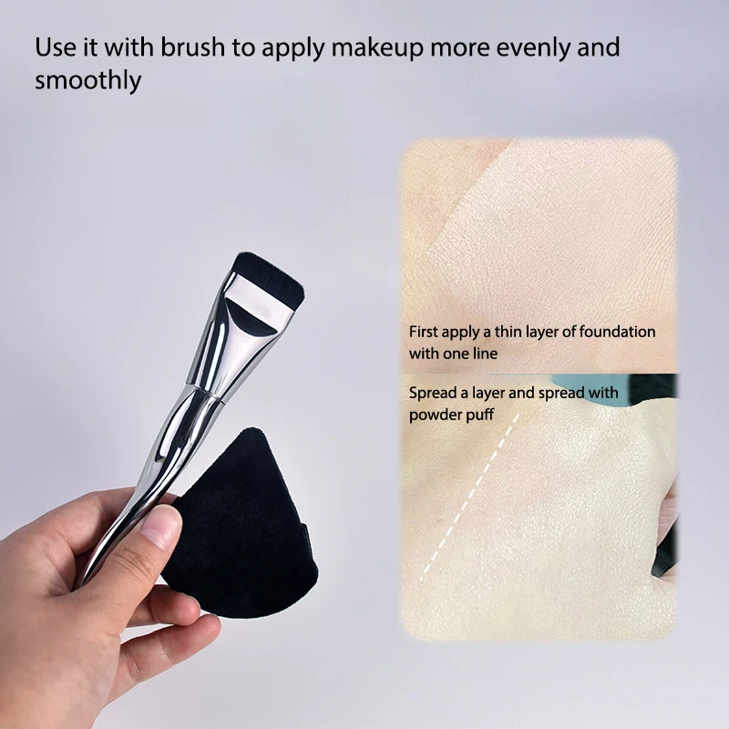 Flat-head Foundation Brush And Black Makeup Flocking Puff Ultra-thin Head Traceless Concealer Applicator Tool