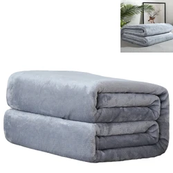 Plush Flannel Blankets Solid Color Fleece Throw Blanket Lightweight for Adult Children Home Office