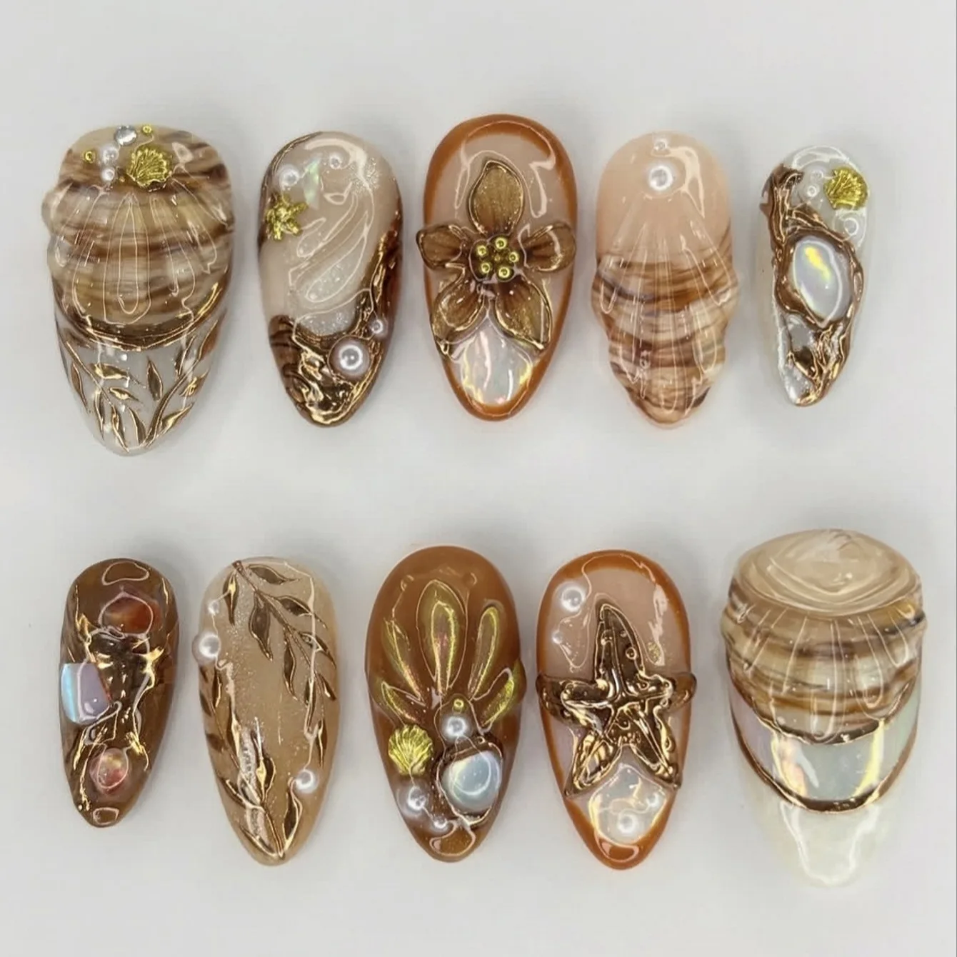 24Pcs Flora Almond Press on Nails with Glue Mori Girl Nail Art Ballet Rural Style Full Cover Wearable Acrylic Nail Manicure Tips