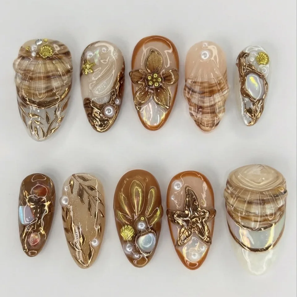 24 piezas de uñas postizas en forma de almendra con flores, incluye pegamento, estilo mori girl, ballet, rural, cubierta completa, acrílicas, para manicura 5