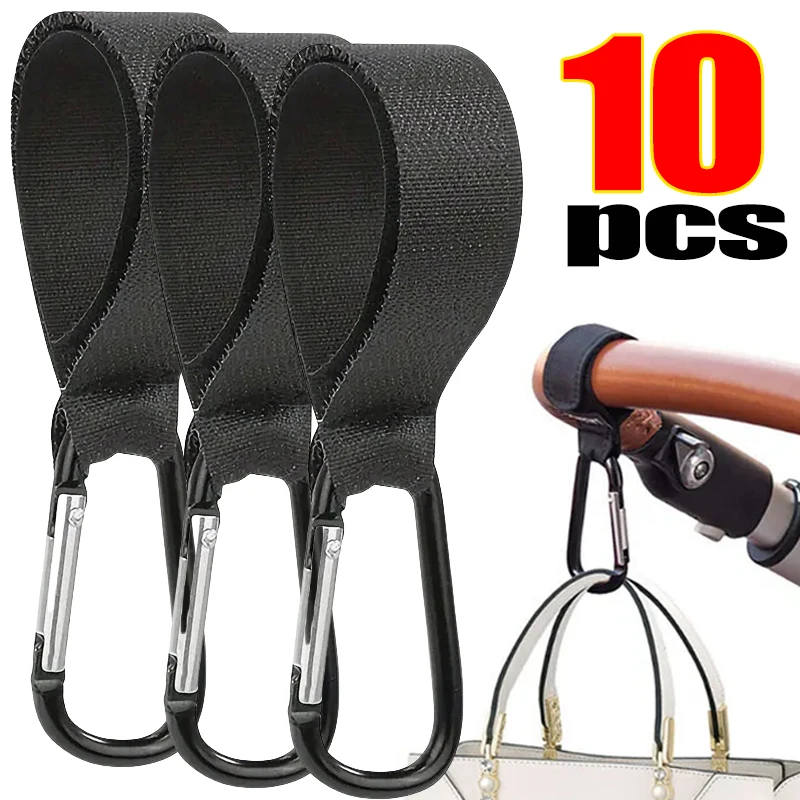 10/1pcs Baby Stroller Hooks Aluminum Alloy Carabiner Cart Shopping Pram Diaper Bag Hanger Hook Buckle Stroller Accessories