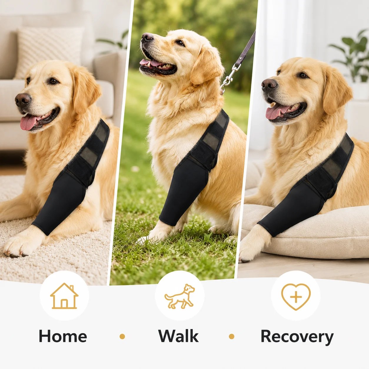 Dog Front Leg Protector Breathable Pet Recovery Sleeve Adjustable Anti Licking Elbow Guard Wound Protection Brace for Medium Lar view 5