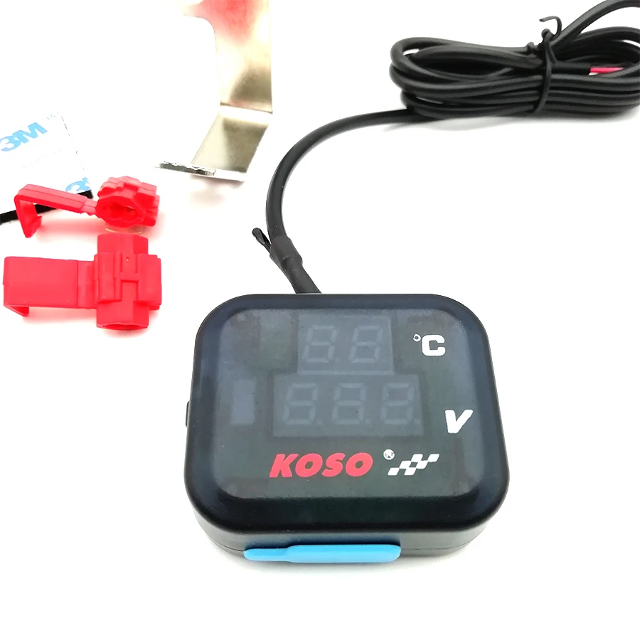 Termómetro para motocicleta, voltímetro con puerto USB, medidor de temperatura del agua, 12V