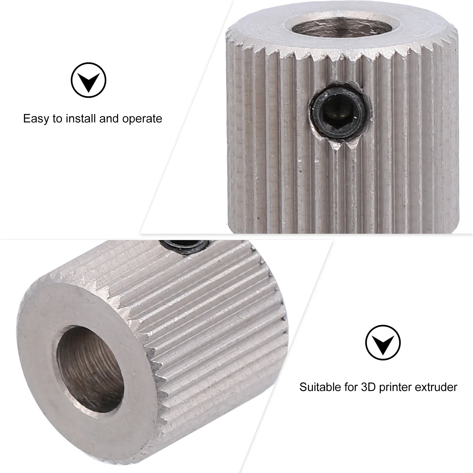 

4pcs 3D Printing Feed Wheel Extruder Drive Gear Stainless Steel High Quality Strong Bearing Capacity for Filament