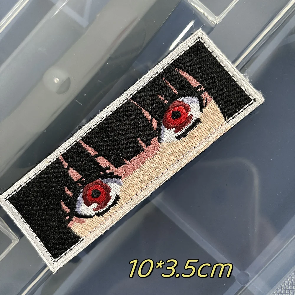 Japanese Girl Eye Embroidery Patches Hook&Loop Tactical Accessory Anime Half Face Girl Morale Badge on Backpack Stickers Emblem