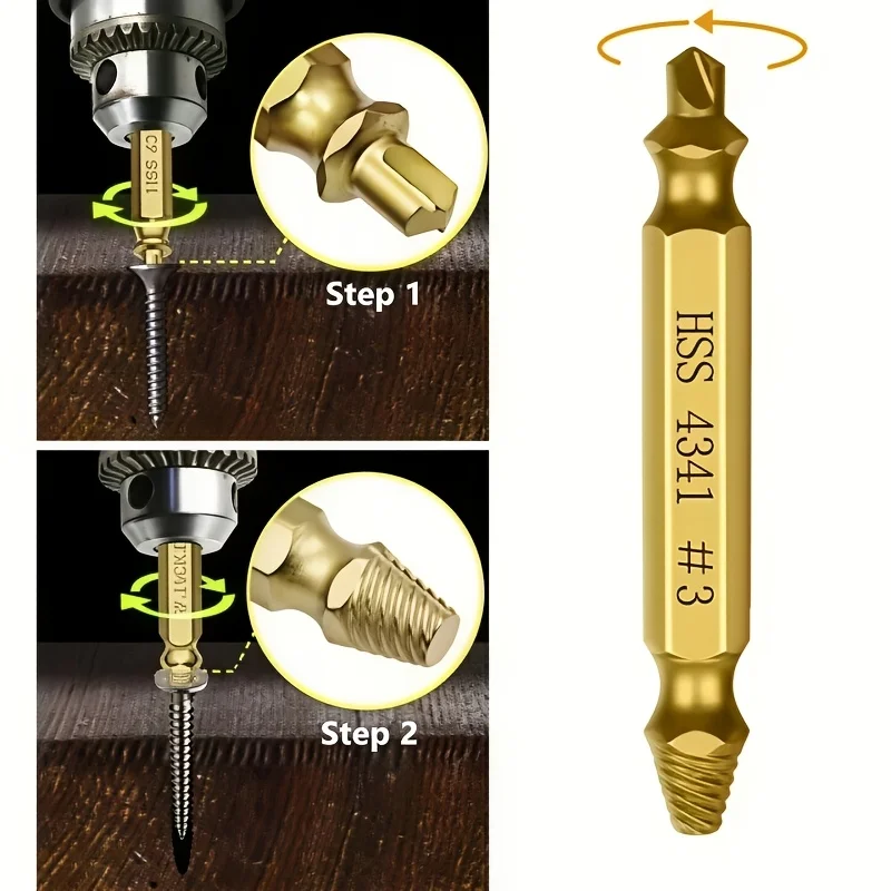 Damaged Screw Extractor Set HSS Drill Bit Stripped Broken Remover Small Easily Quickly Take Out Kit Easy Demolition Power Tools