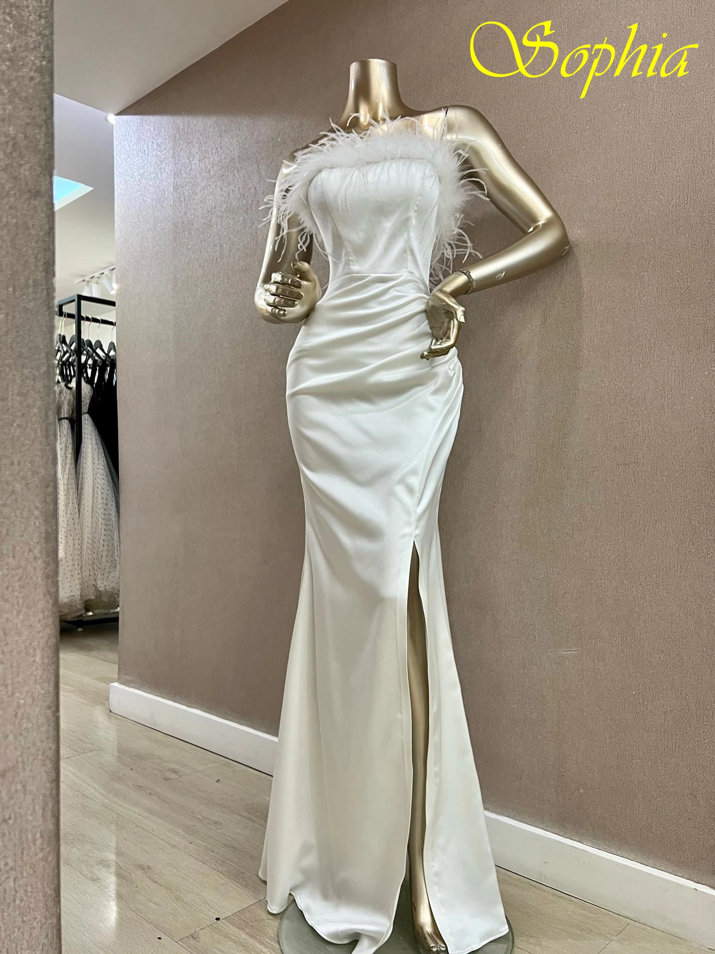 맞춤형 인어 스타일 민소매 스트랩리스 우아한 정장 이브닝 드레스 패션 기품 파티 가운 고급 프로모션 드레스