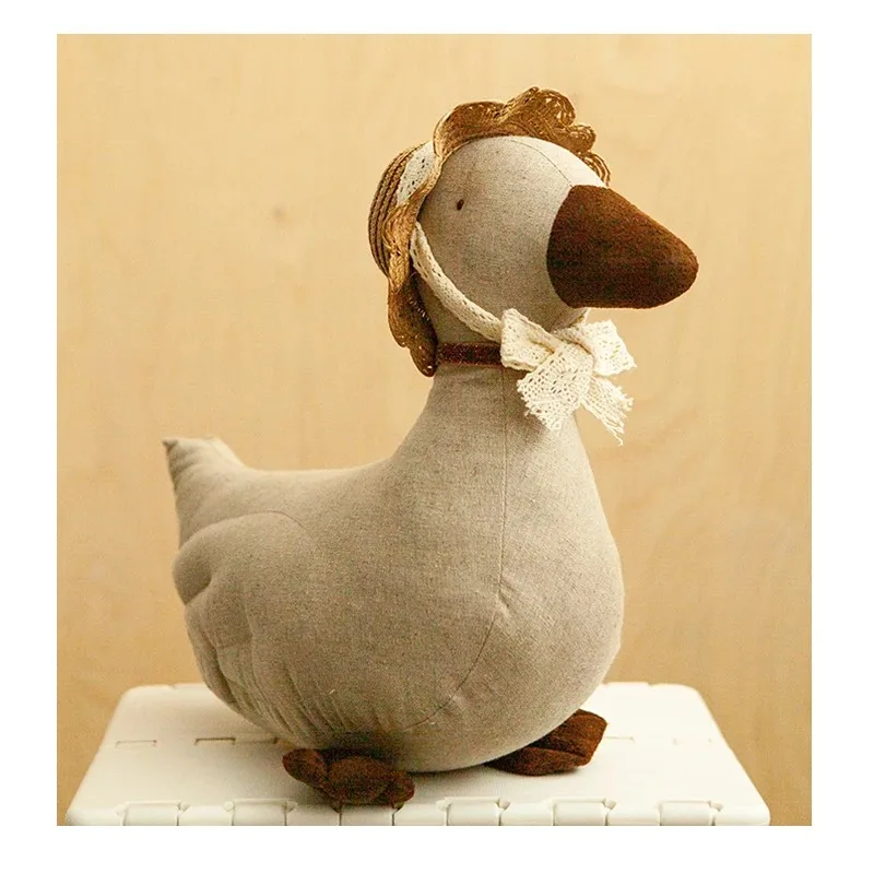 Nordic Duck Girl Soft Animal Stuffed Toy Nature Cotton Linen duckling Fabric Doll Christmas decoration nursery Crib toy