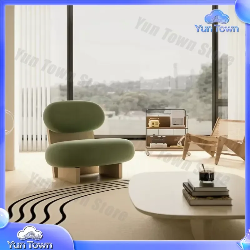 Popular Nordic Modern Modular Velvet Lounge Chair with Sponge Filling and Wooden Legs for Living Room Furniture