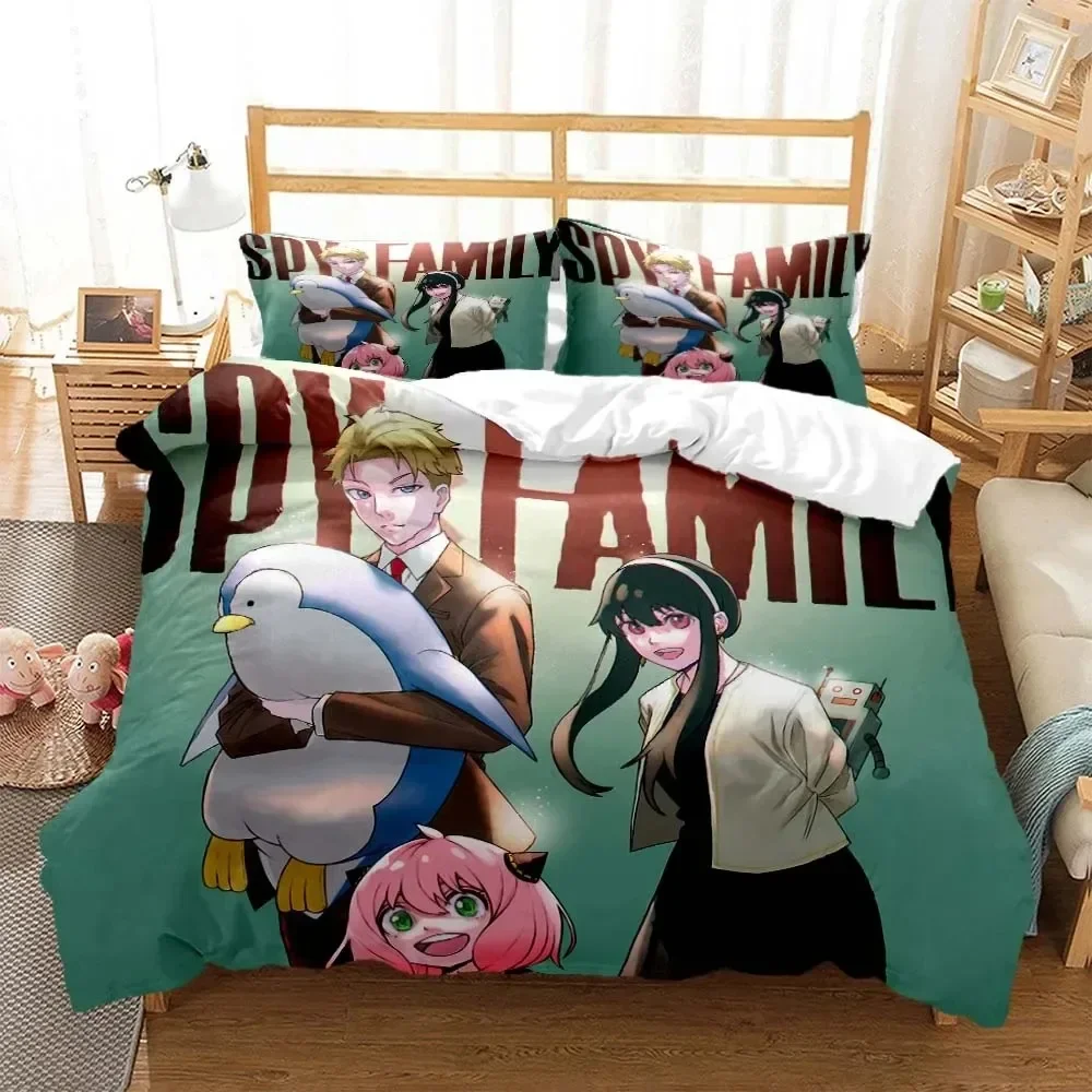 Anime Spy × Family Anya Bedding Set Boys Girls Twin Queen Size Duvet Cover Pillowcase Bed Kids Adult Fashion Home Textileextile