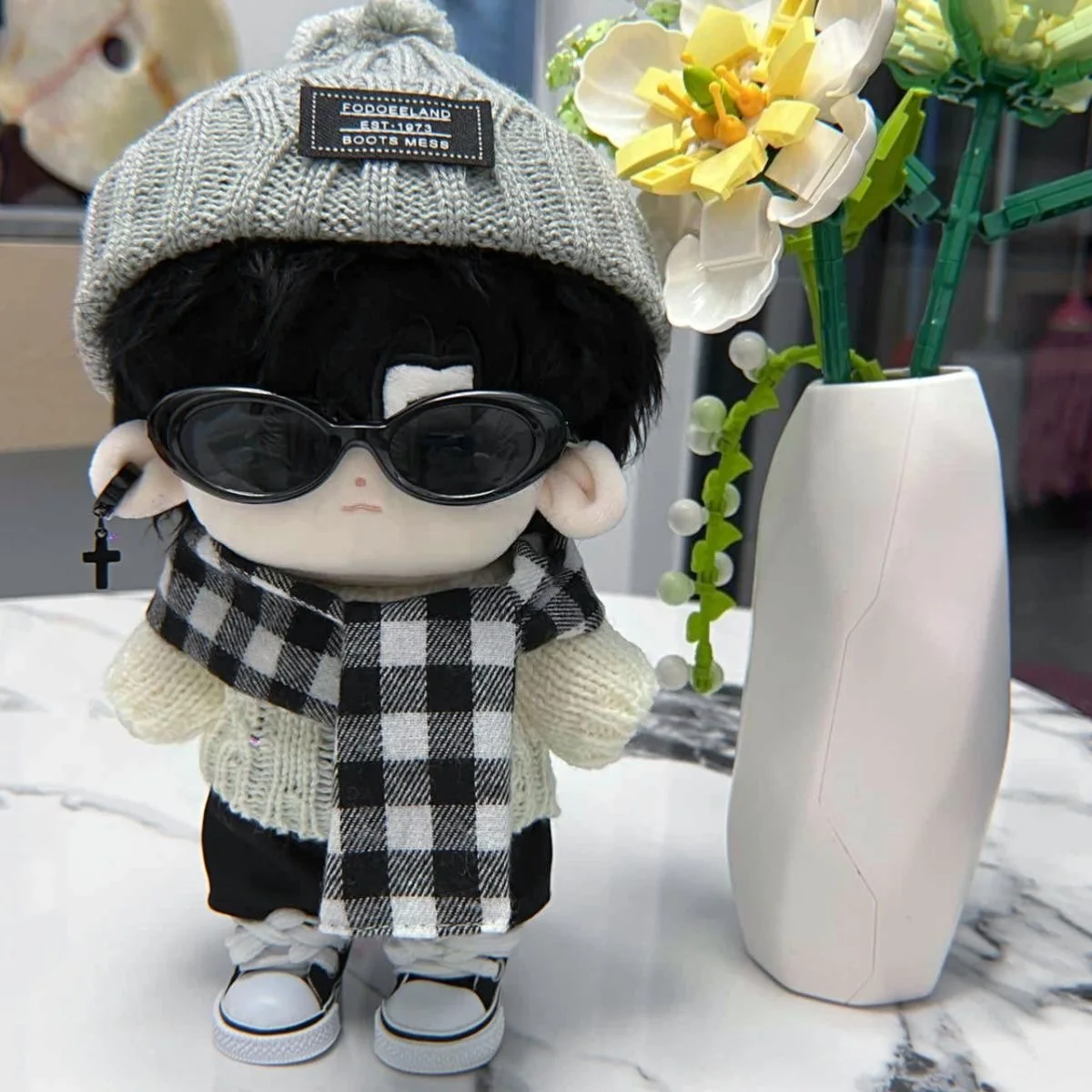 Mini Oval Sunglasses for Labubu Accessories Fashion Plastic Glasses for Mini Plush Cotton Labubu Doll Sunglasses Accessories