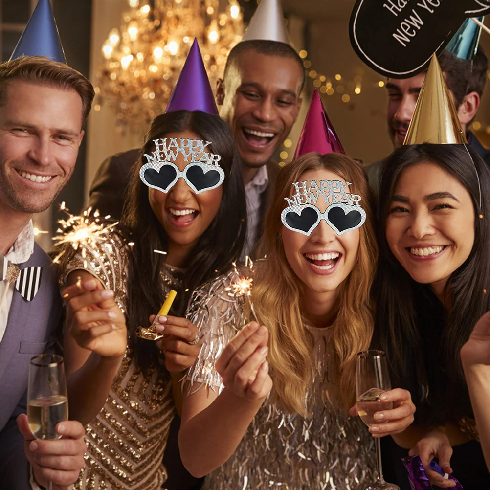 

4Pcs Happy New Year Party Glasses Eyeglasses Photo Props Party Eyewear New Year Celebration Fun Prom Eyeglasses