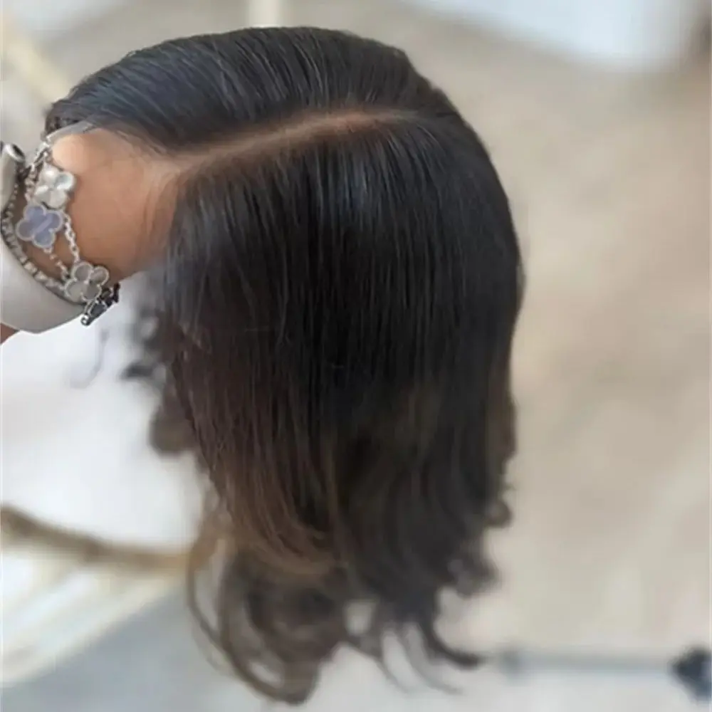 Peruca de renda frontal 13x4, tamanho pequeno, 16 polegadas, onda macia natural para mulheres, marrom, caramelo, balayaage, destaque, peruca, aparência realista