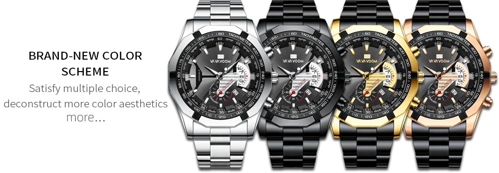 VA VA VOOM Relogio Masculino Watch Men Square Mens Watches Top Brand Luxury Golden Quartz Stainless Steel Waterproof Wrist Watch