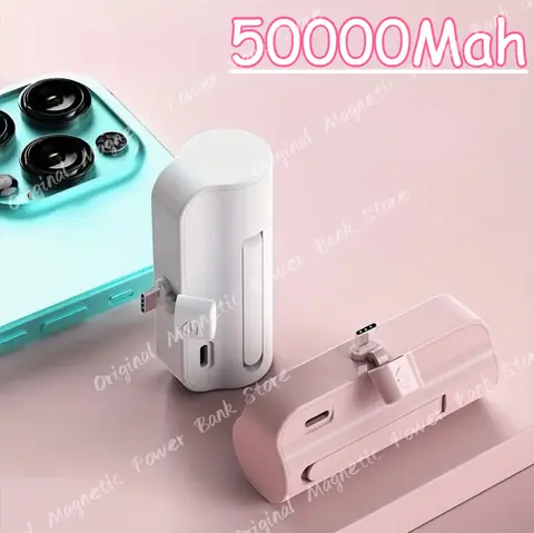 Mini Power Bank 10W 30000mAh z wbudowanym kablem, cienki i lekki przenośny akumulator do ładowania telefonów komórkowych iPhone z portem Type-C