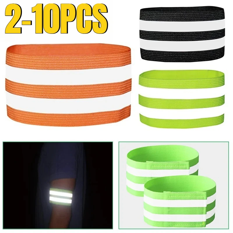 2-10PCS High Visibility Reflective Safety Bands for Night Walking Jogging Cycling Running Adjustable Wrist Arm Ankle Leg Straps