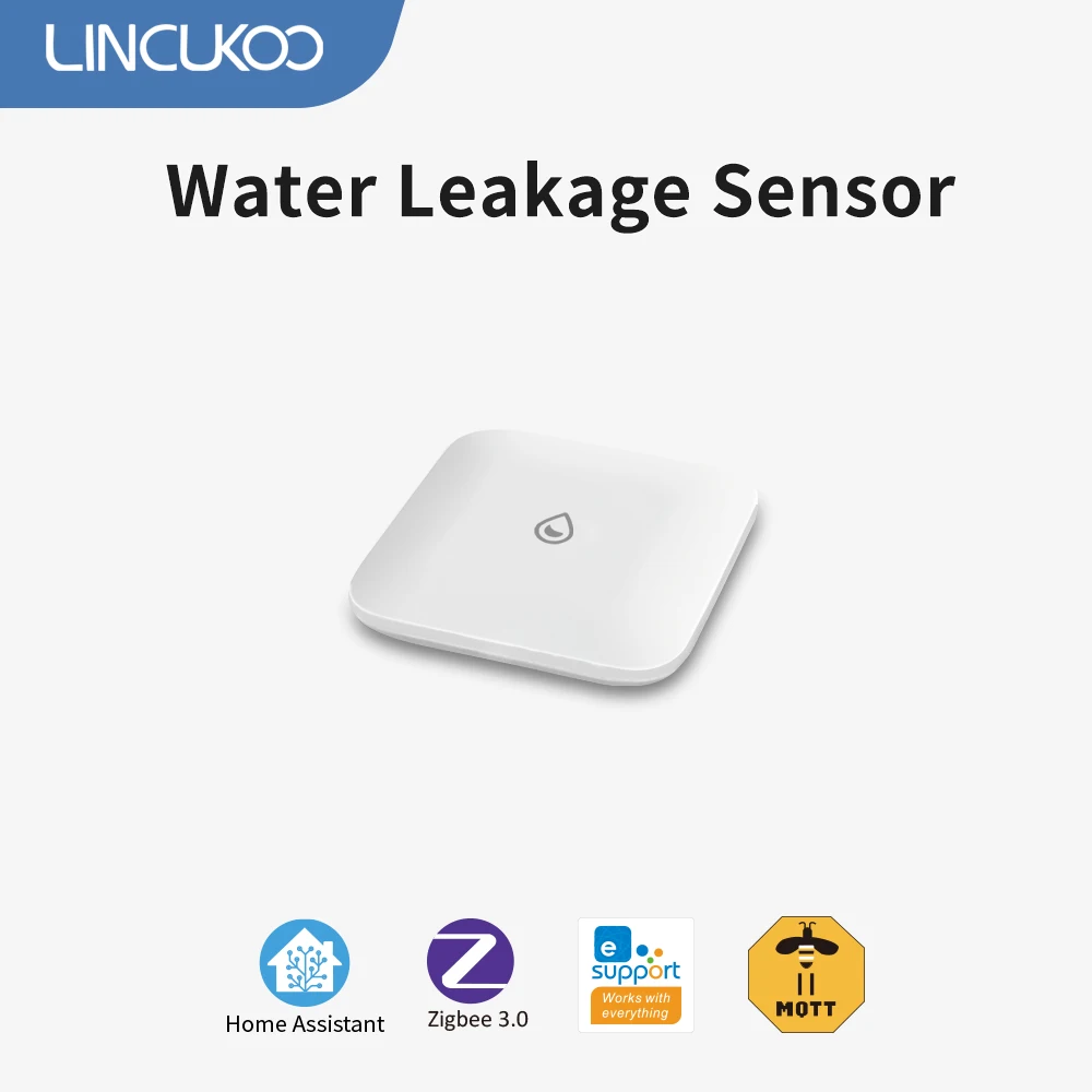 Lincukoo ZigBee3.0 Tiny Water Leakage Smart Sensor Smart Leakage Detector Alarm Supports Zigbee2MQTT Home Assistant EWeLink