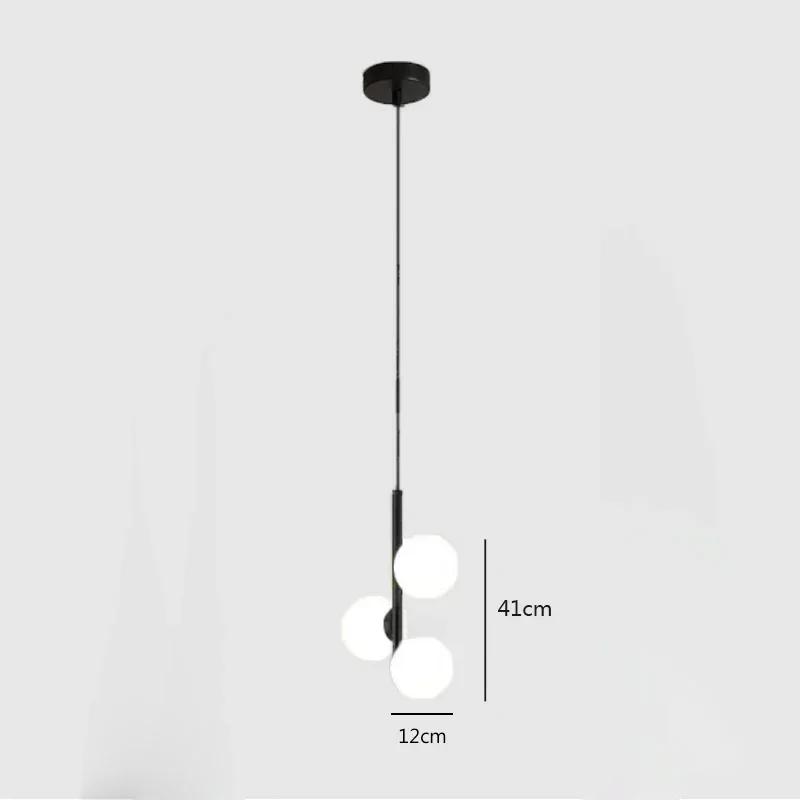 حار بيع الأبيض كرة زجاجية قلادة LED أضواء النحاس الأسود السرير مصباح معلق الطعام المطبخ جزيرة تركيبات إضاءة ديكوريّة