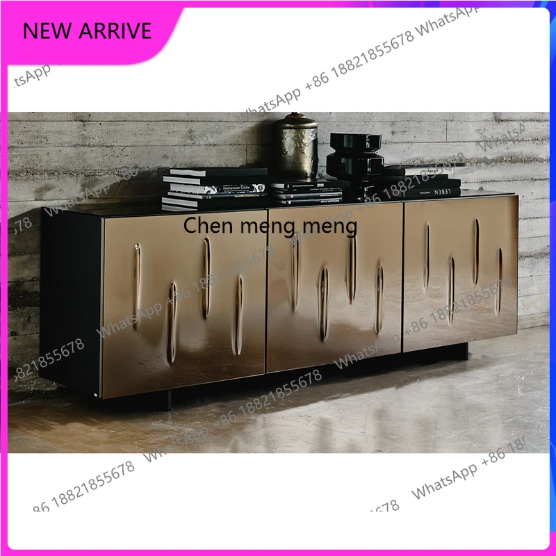 

K4050 Light Luxury Entrance Cabinet Creative Mirror Entrance Cabinet Premium Champagne Gold