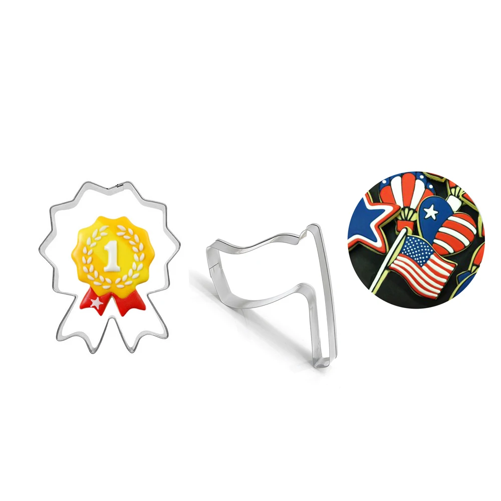 Fashion Flag Medal Stainless Steel Cute Cutting Biscuit Mould Cake Moulds Fruit Sugar Mold Baking Tools