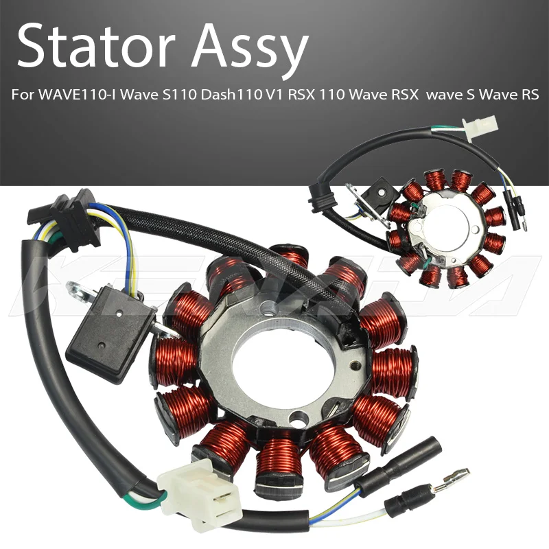 

Motorcycle Magneto Stator Coil Assembly With Pulse Pickup Coil For Wave110-i S110 Dash110 V1 RSX110 RS