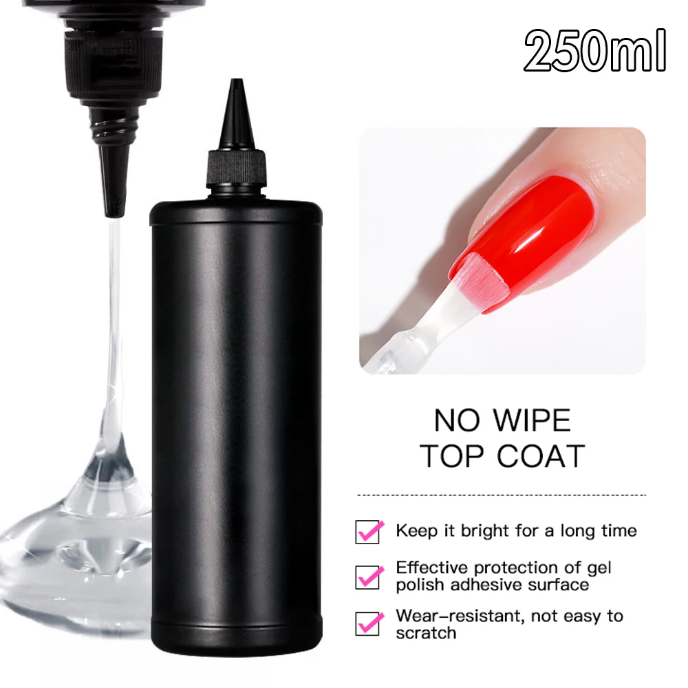 250ml 샤이니 노 와이프 탑 코트 UV 베이스 젤 폴리쉬 매트 다이아몬드 탑 프라이머 네일 프렙 탈수제 롱래스팅 젤 리필 패키지