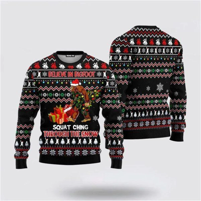 Monkey Animal 3D Printed Funny Christmas Ugly Sweater Harajuku Casual Long Sleeves Men Women Clothing Christmas Fake Suit Hooded