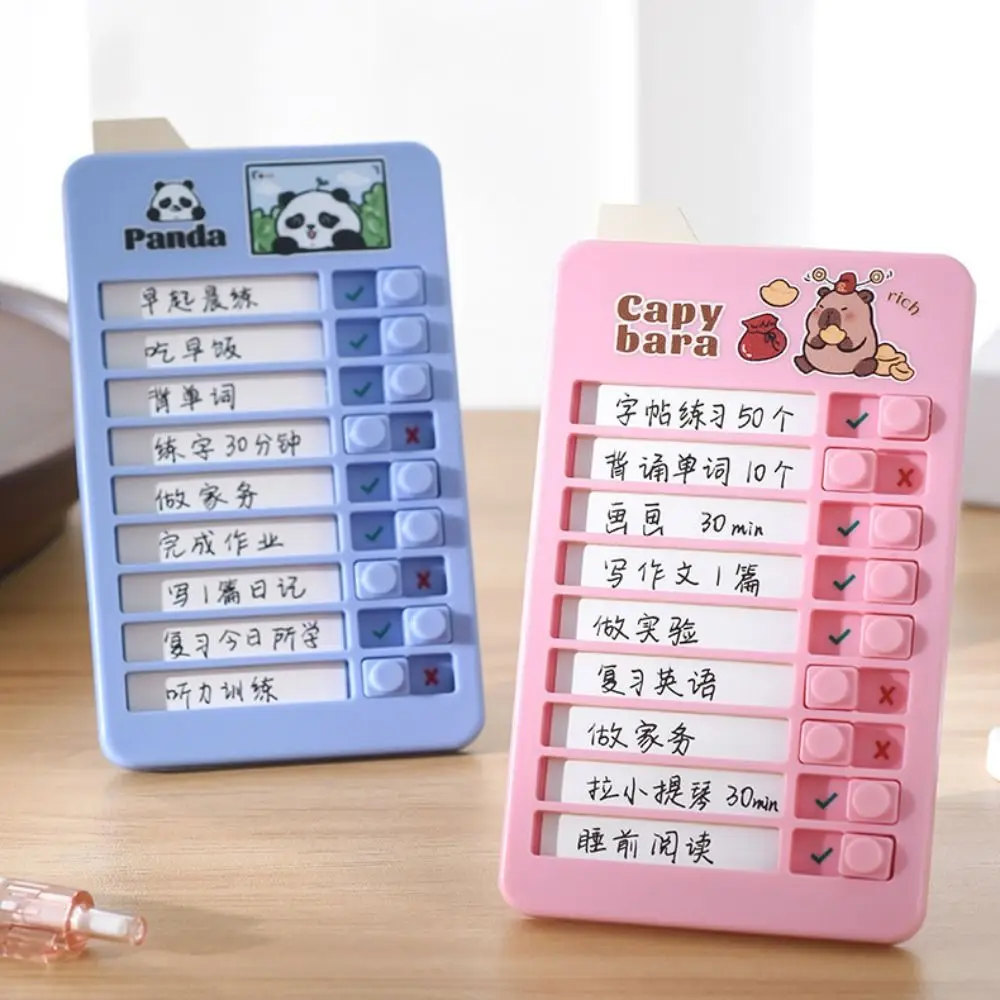 Detachable Good Habit Punch Card Panda Capybara Daily Task Planning Board Schedule Memo Plastic Self-discipline Punch Card