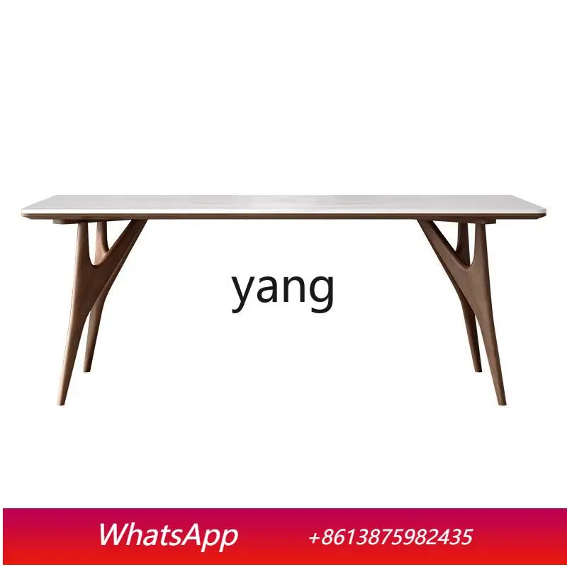 

LH solid wood rock slab dining table and chair combination household modern simple rectangular dining table