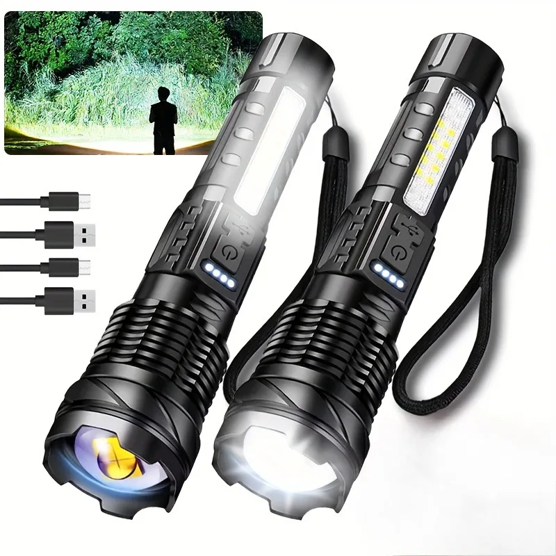 

A76 Flashlight High Strong Power Zoom Tactical Torch Lighting Modes Rechargeable Outdoor Portable Camping Fishing Lantern