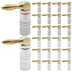 8PCS 4mm Banana Plug Gold-Plated Right Angle 90 Degree Video Speaker Adapter Audio Banana Connectors