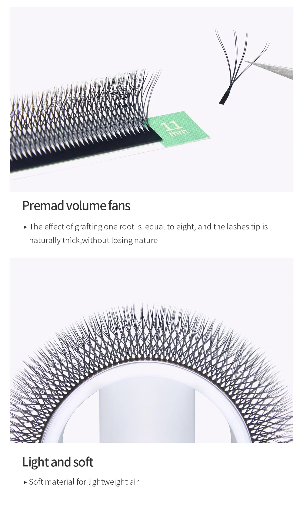GLAMLASH 3D4D5D6D7D8D W Wimpern C/D/L/LU/M Vorgefertigte Volumenfächer Braune Wimpernverlängerungen Natürlich weich – Detail 32