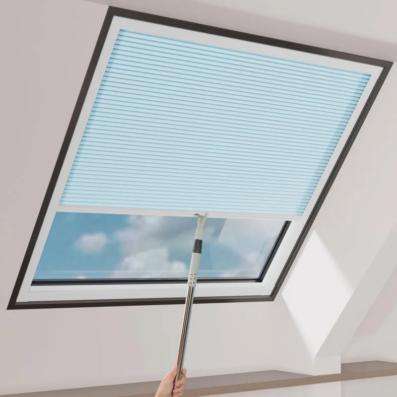 Customizable Roof Skylight Blinds Non-Woven Fabric Heat Insulation Wand Control Manual Honeycomb Shade For Plane Ceiling Windows