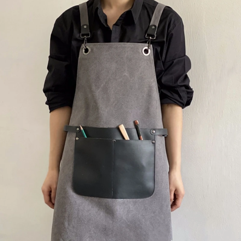 

Cross-back Denim Canvas Apron Barista Cafe Bartender Pastry Chef Uniform Restaurant Bistro Florist Painter Artist Workwear K57