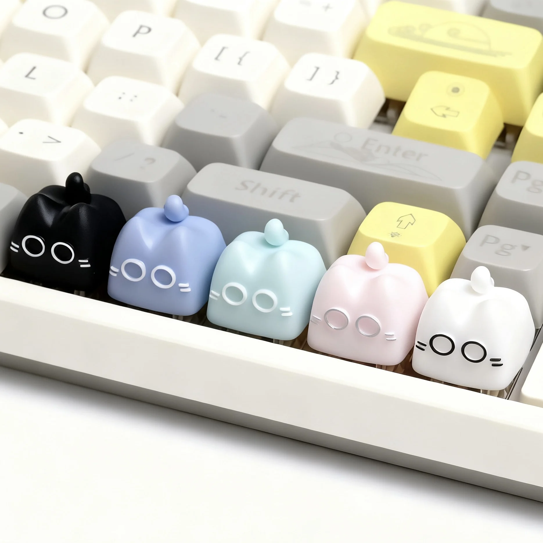 

DIY Profile Kitten with Upturned Tail Theme Thermal Sublimation Keycaps Set Resin for Mechanical MX Switch Keyboard Peripheral