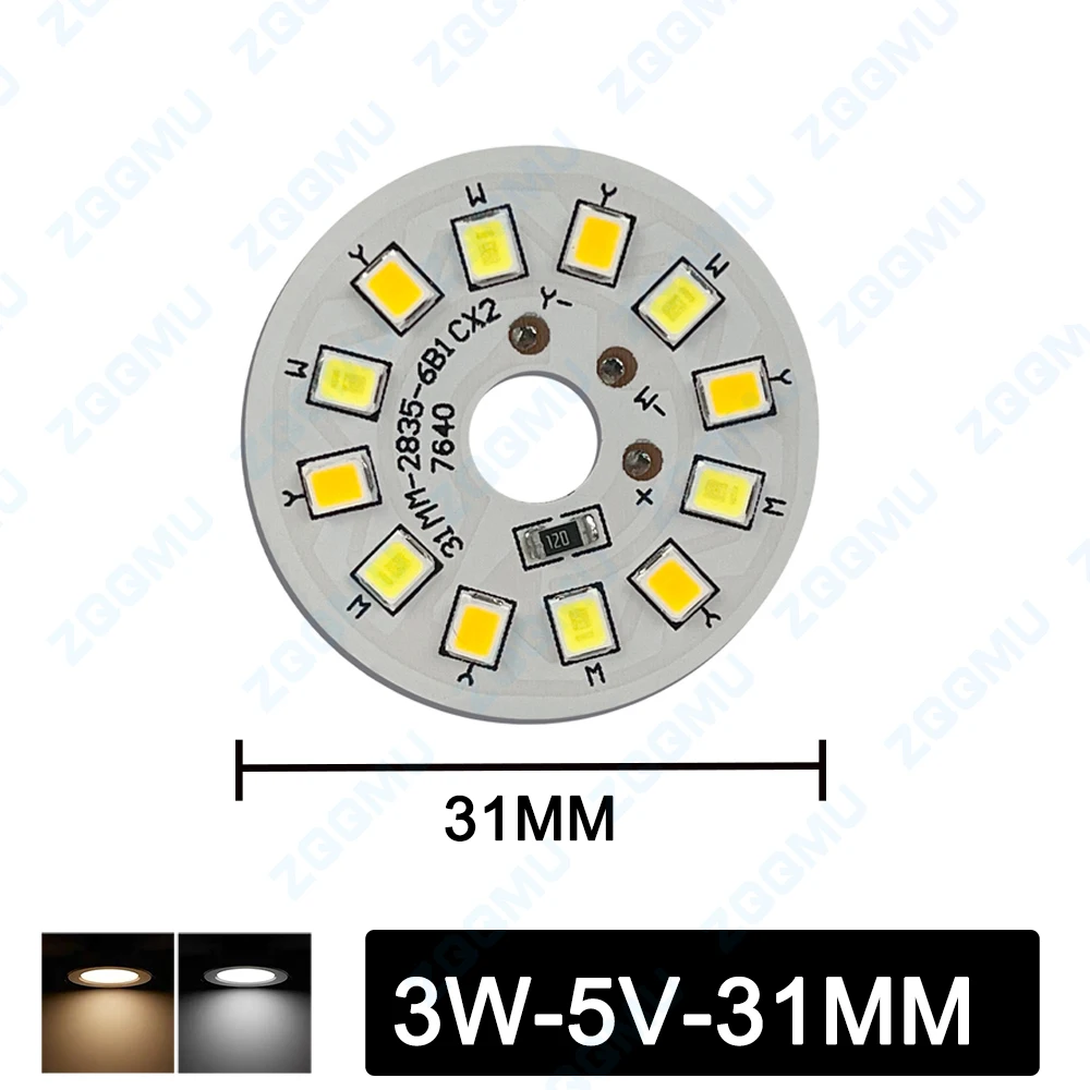 12V Light Panel 5V Light Panel Dual Color Temperature Three Colors 44MM 58MM Low Voltage DC LED Lamp Bead Light Source Board