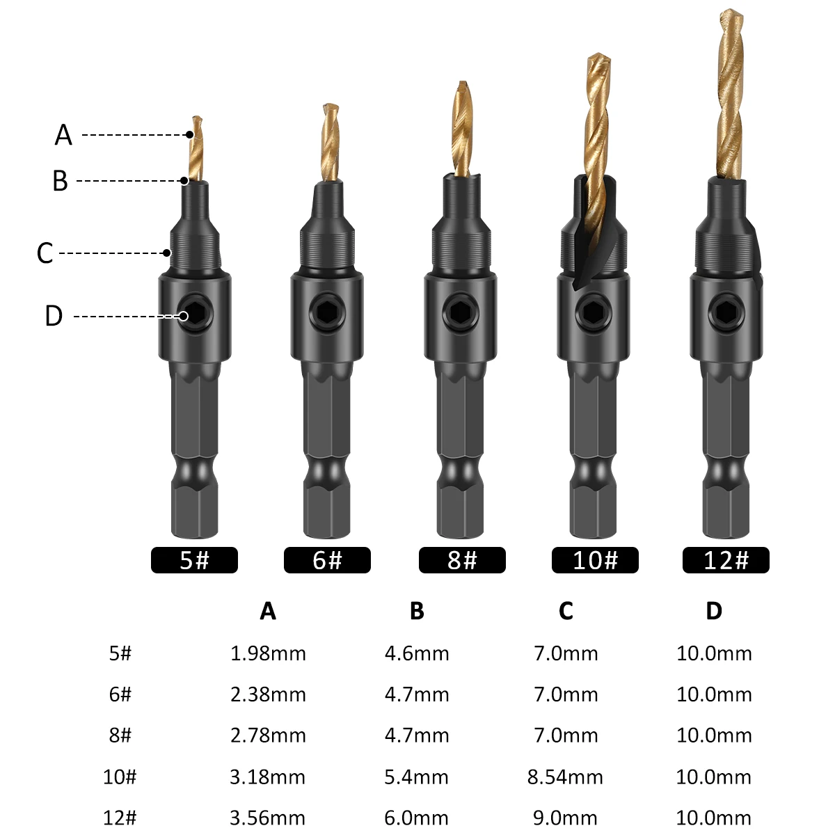 Wood Plug Cutter Drill Bit Set Tenon Dowel Maker Plug Hole Cutter Straight And Tapered Taper 6mm 10mm 13mm 16mm Woodworking Cor