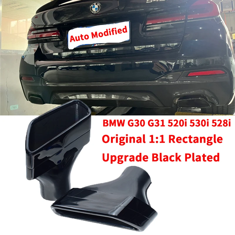 For BMW G30 G31 520i 530i 528i Upgrade BMW 5 Series 304 Stainless Steel Exhaust Tip Black Plated Rectangle Muffler Tail Pipe