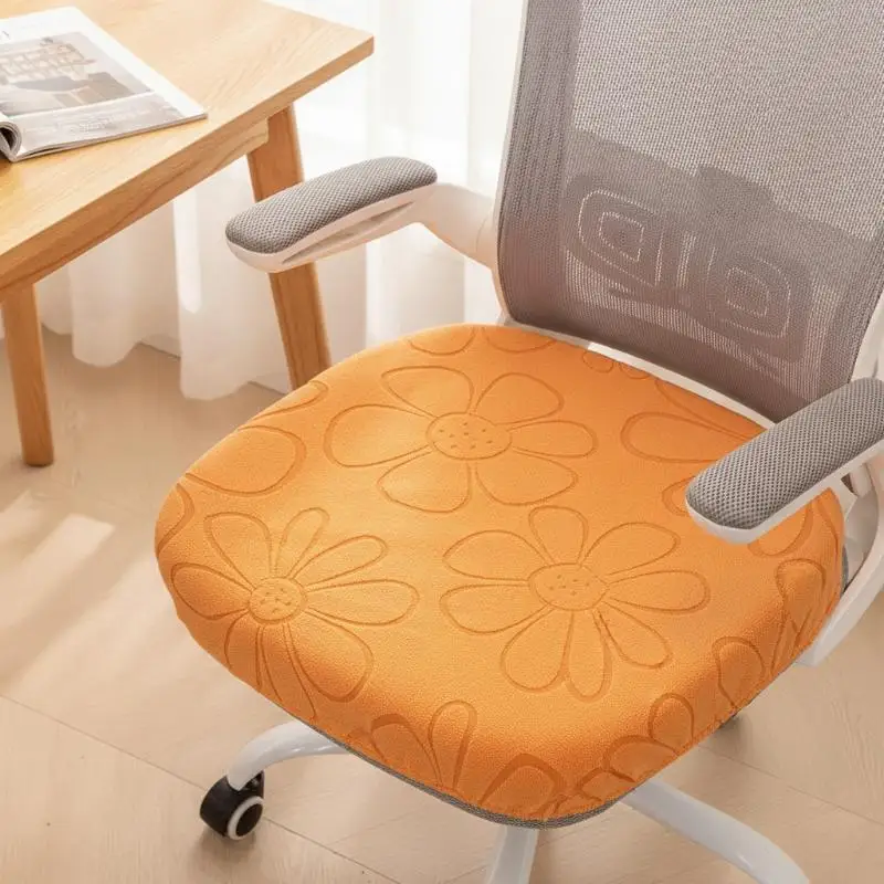 Stretch Fleece Office Chair Seat Cover Delicate Leaf Pattern Dirt Resistant Washable for Home Living Room Office