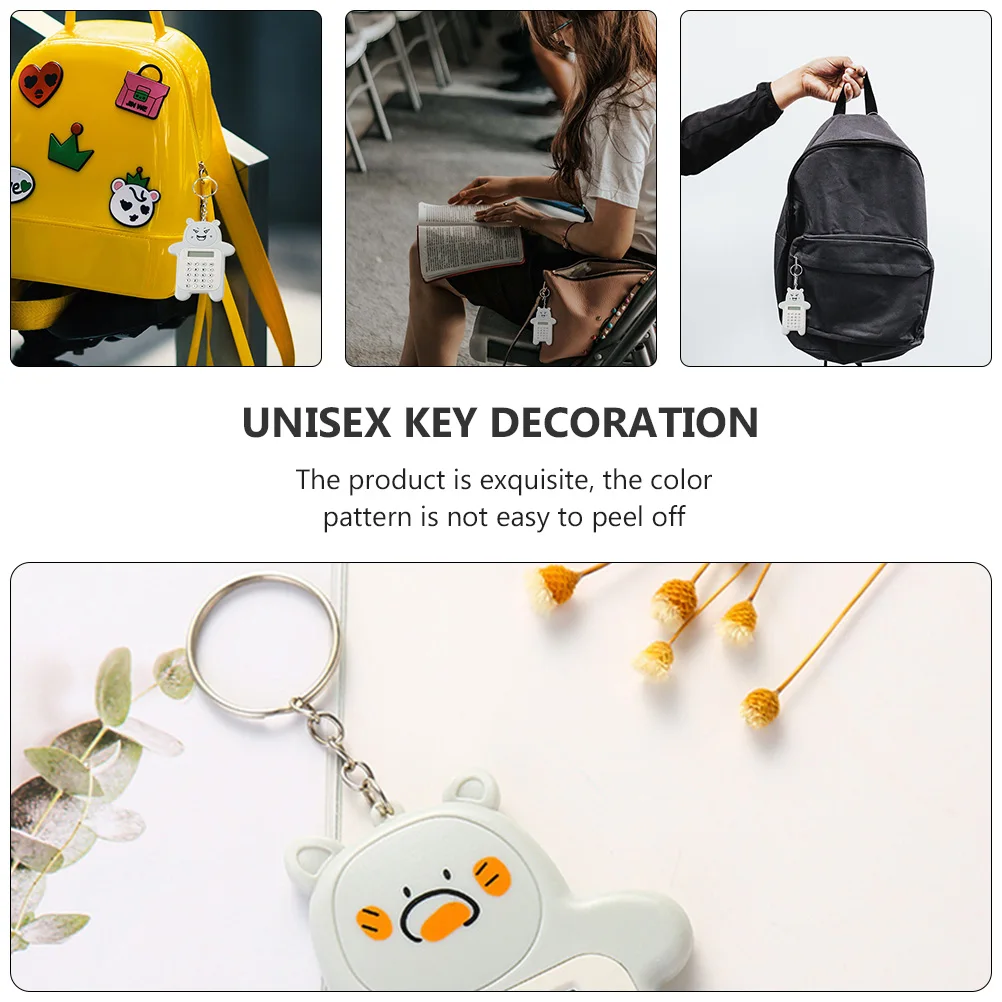 

3 pcs Mini Bear Calculator Creative Keychain Plastic Buttons Portable Lovely Unisex School Work Accessories Calculator