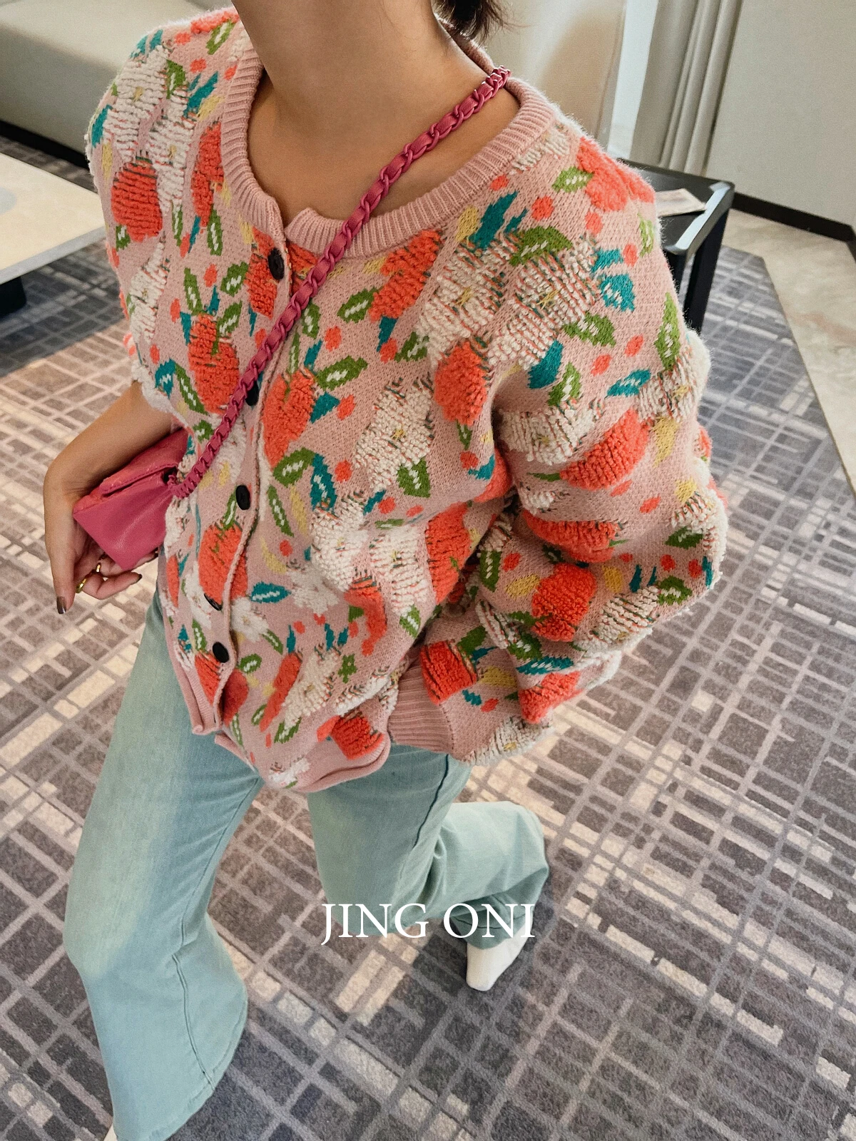 Floral Cardigan Sweater Knitwear Blouse Woman Clothing 2023 Korean Fashion Style Autumn Vintage Elegant Winter Y2k Top Cropped